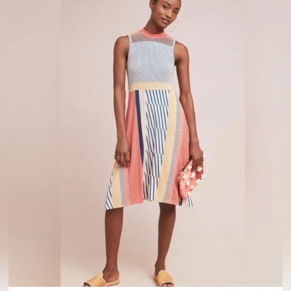 Maeve by Anthropologie Colorful Striped Midi Dress